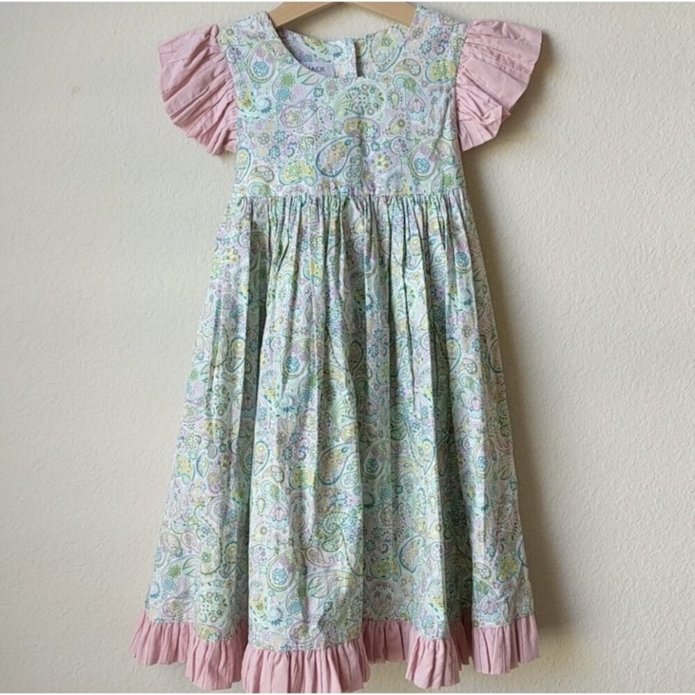 Kracker Jack Kids Pink & Blue Paisley Flutter Sleeve Dress Sz 3T